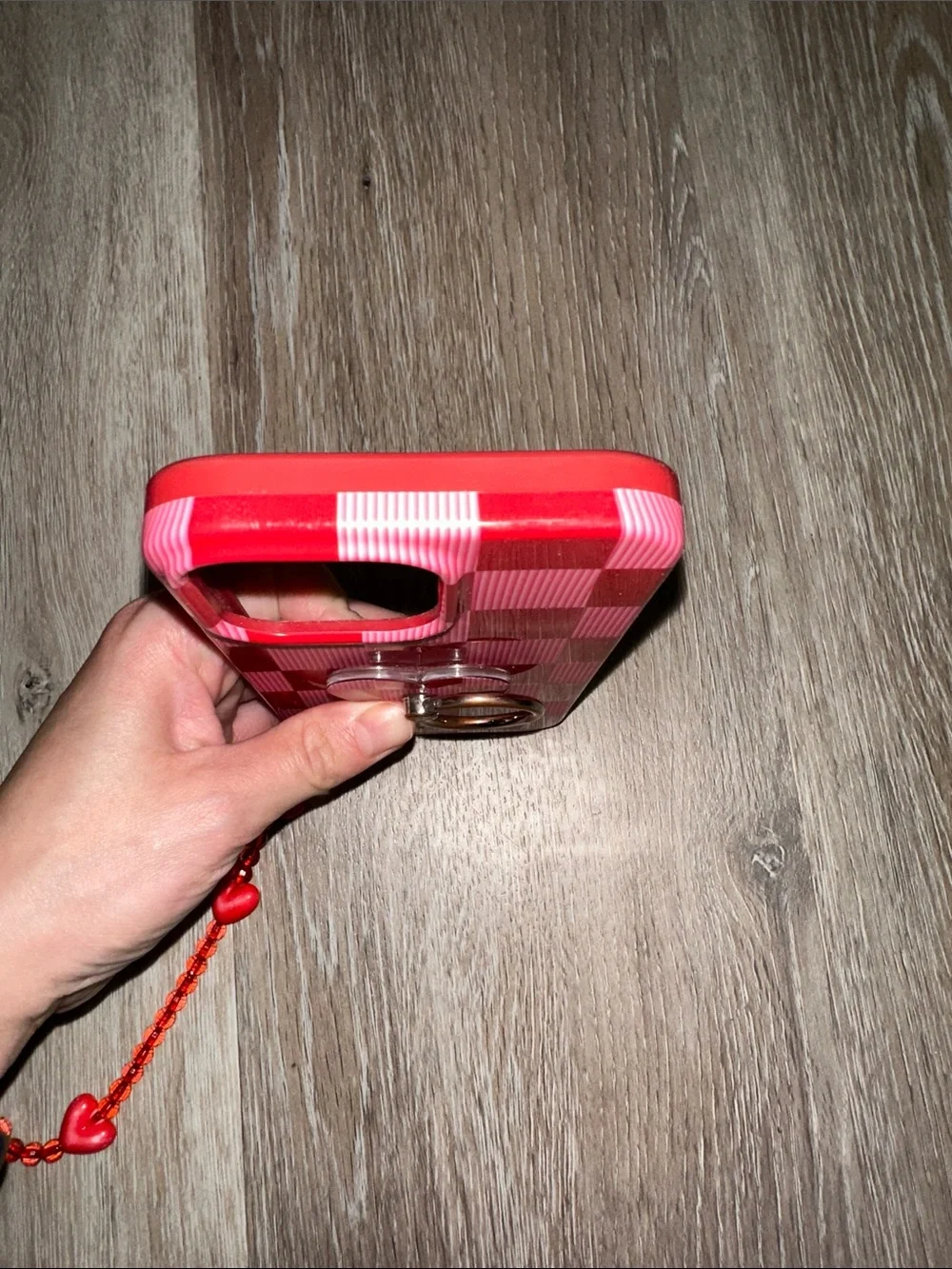Checkered Phone Case with Ring Grip & phone charm - iPhone 14 Pro Max